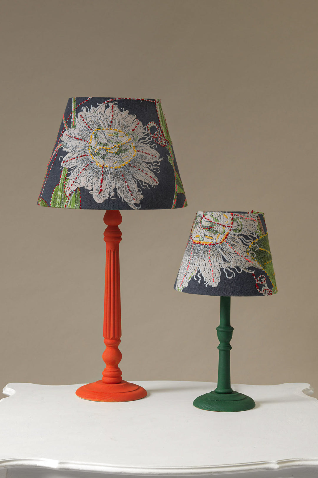 KEW Passion Flower Grey 12" Tapered Lampshade