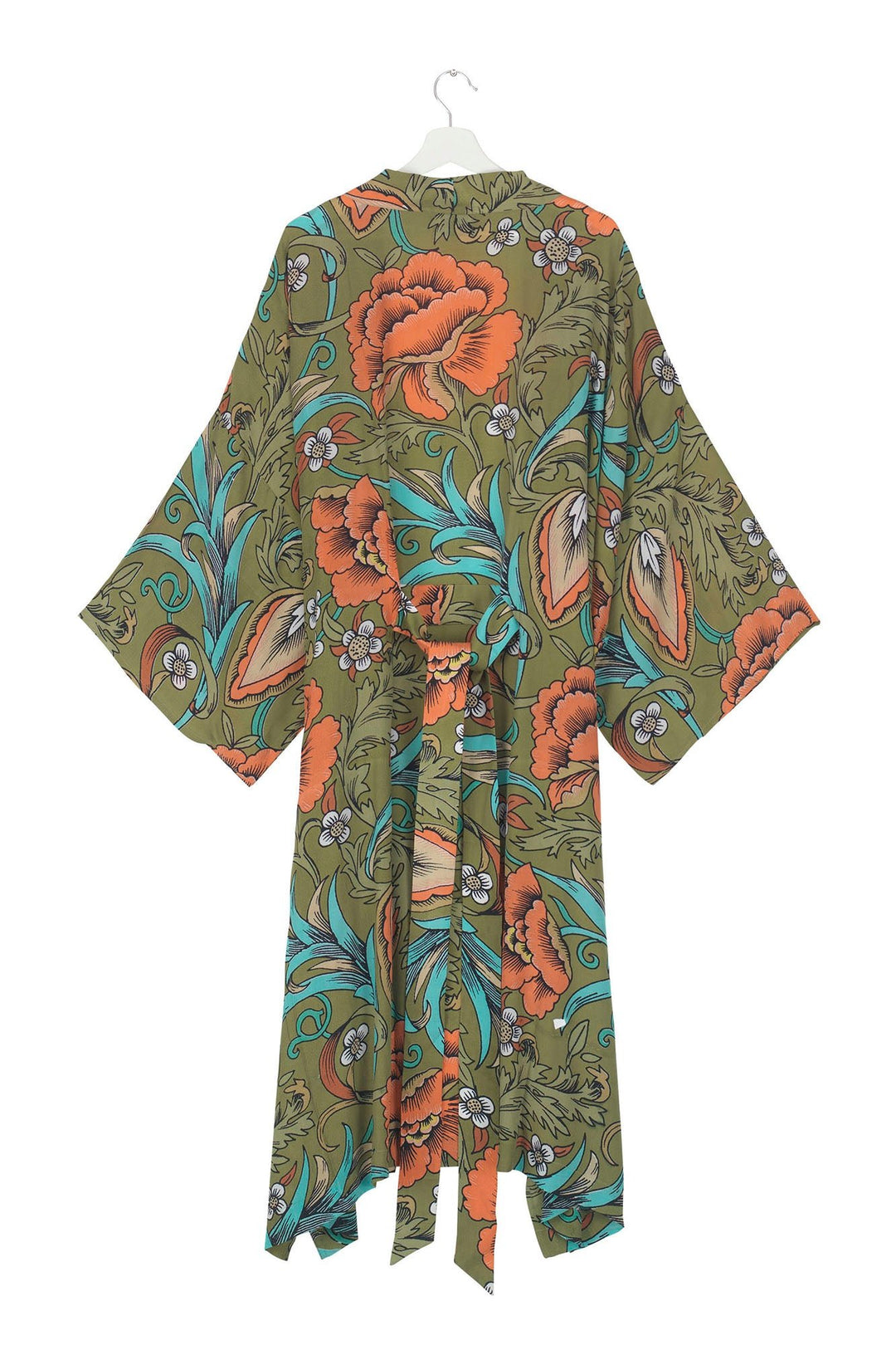 Craft Flowers Olive Crepe Long Kimono - One Hundred Stars