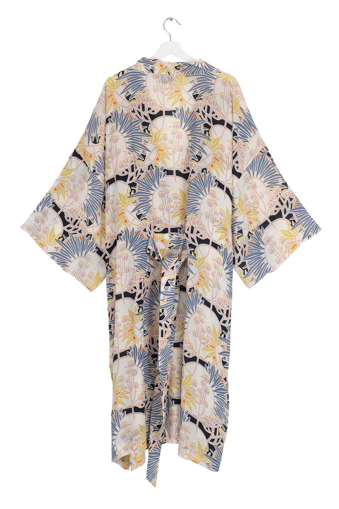 Deco Daisy Mauve Crepe Long Kimono - One Hundred Stars