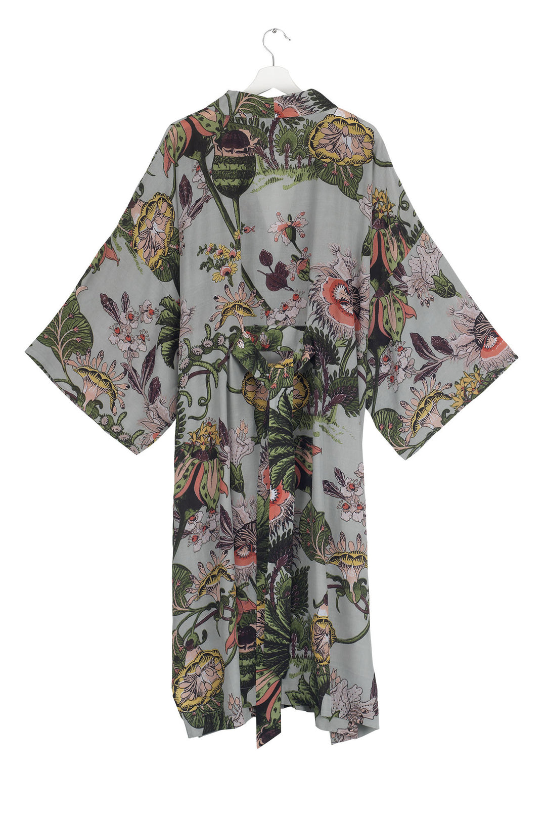 Eccentric Blooms Putty Crepe Long Kimono