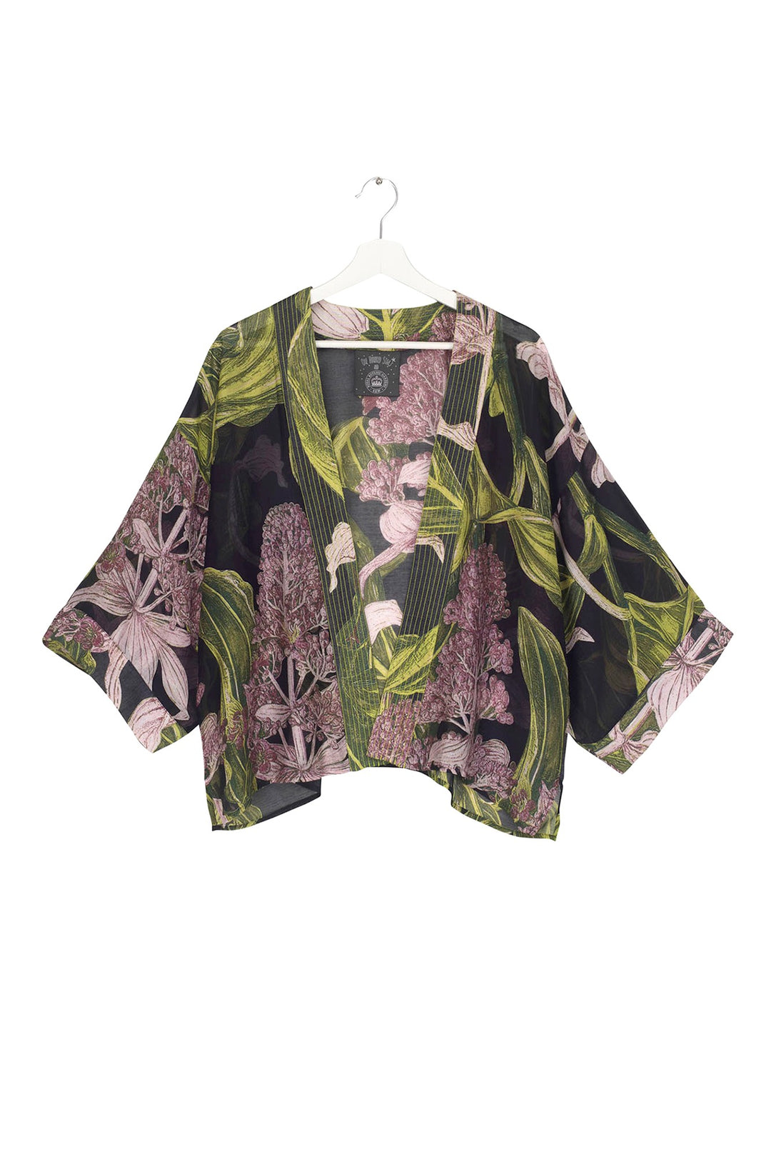 Marianne North Medinilla Kimono- Our bestselling kimono jackets have loose ¾ length sleeves, an open front and a lightly embroidered lapel. Pair with a matching camisole and your favourite jeans in summer or layer over a polo neck during the cooler months.