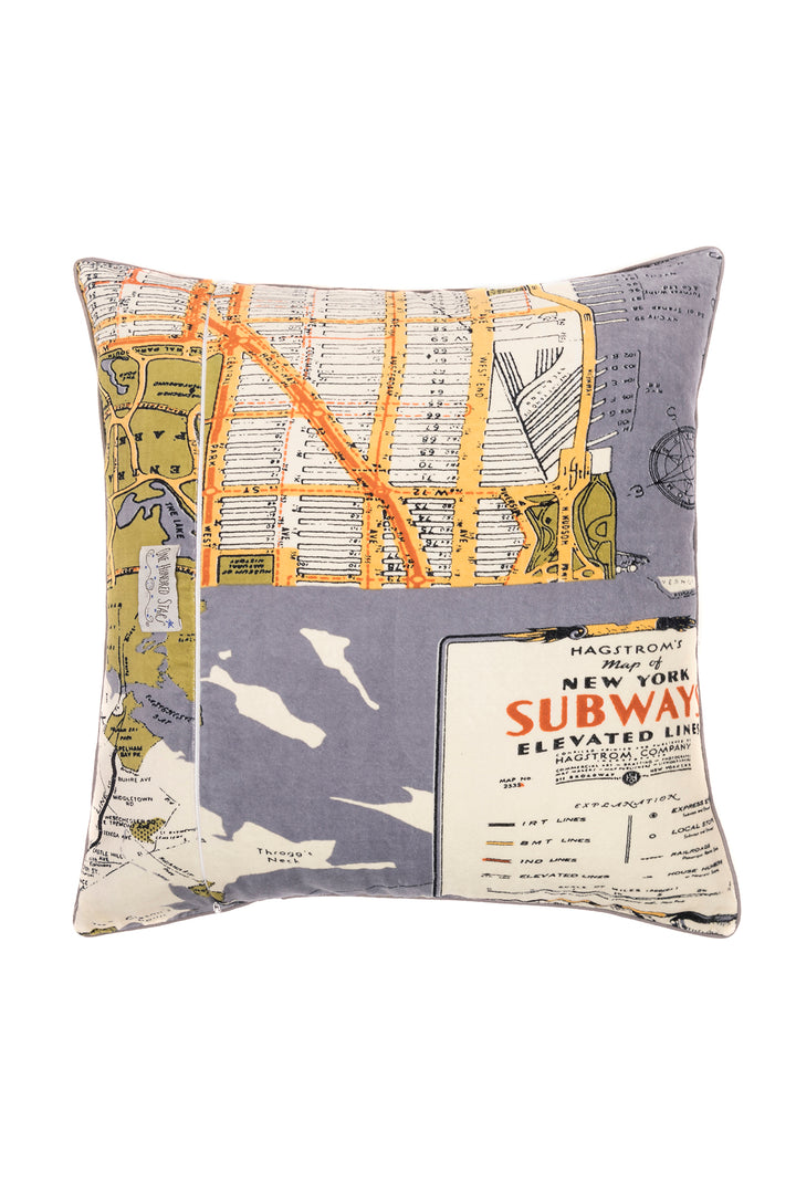 New York City Map Square Velvet Cushion
