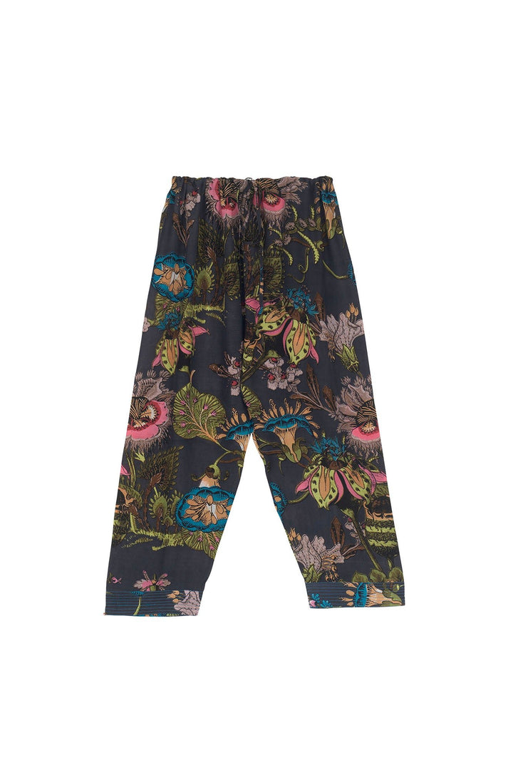 Eccentric Blooms Charcoal Crepe Lounge Pants - One Hundred Stars