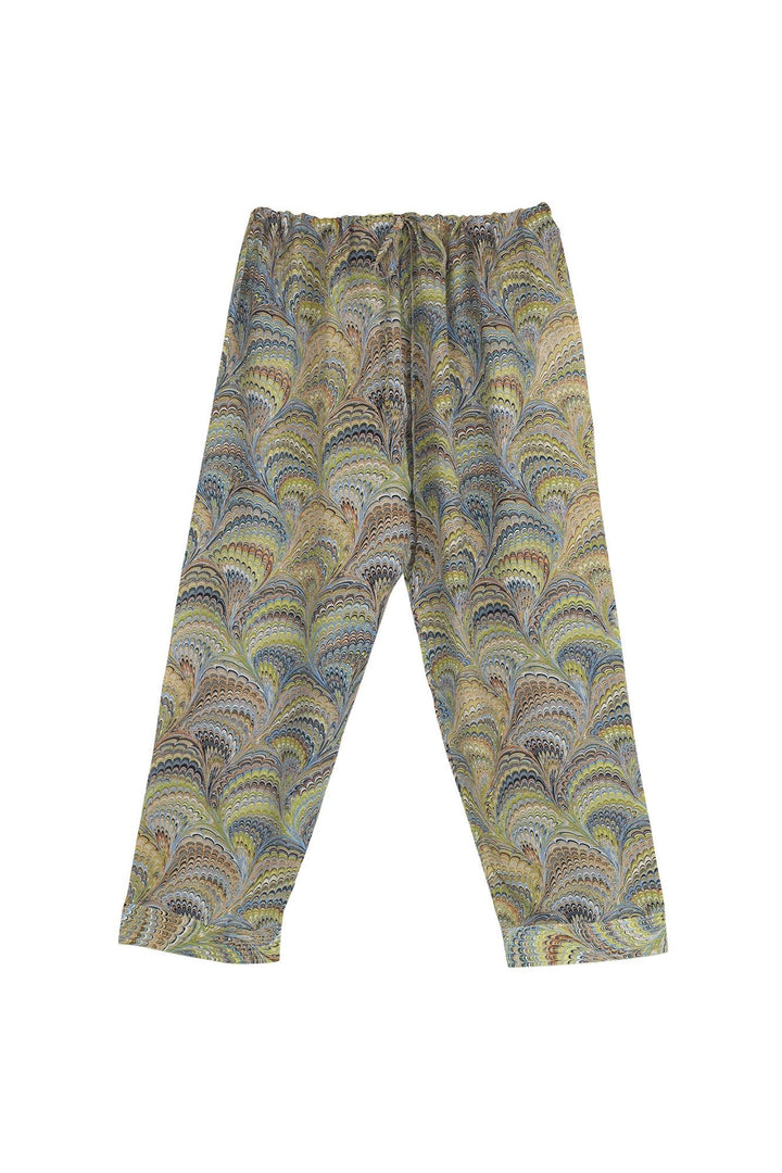 Marbled Green Crepe Pants - One Hundred Stars