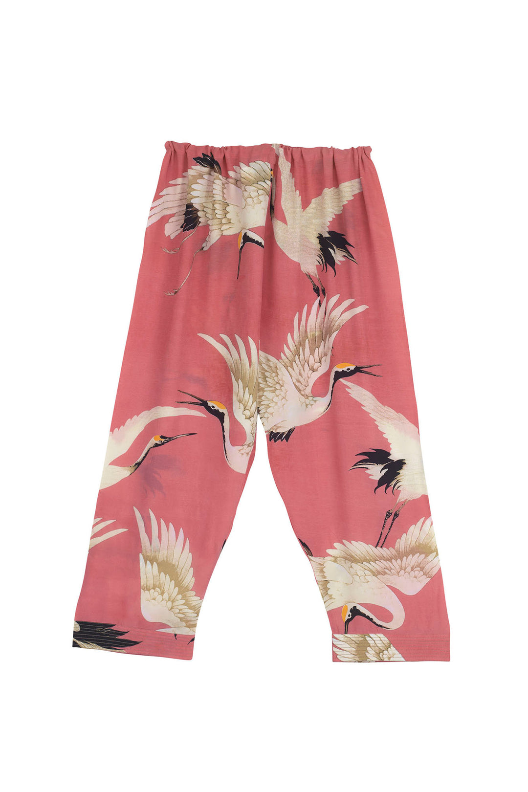 One Hundred Stars Stork Crane Lipstick Pink Crepe Lounge Pants are perfect for adding a stylish bright print to your wardrobe this season. 