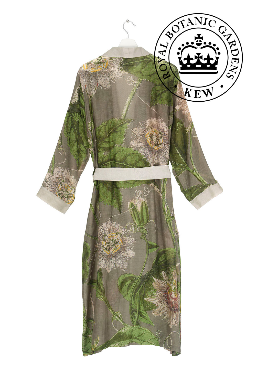 Passion Flower or 'Passiflora' Gown / Robe in Stone by One Hundred Stars in Collaboration with Kew, Royal Botanic Gardens. 