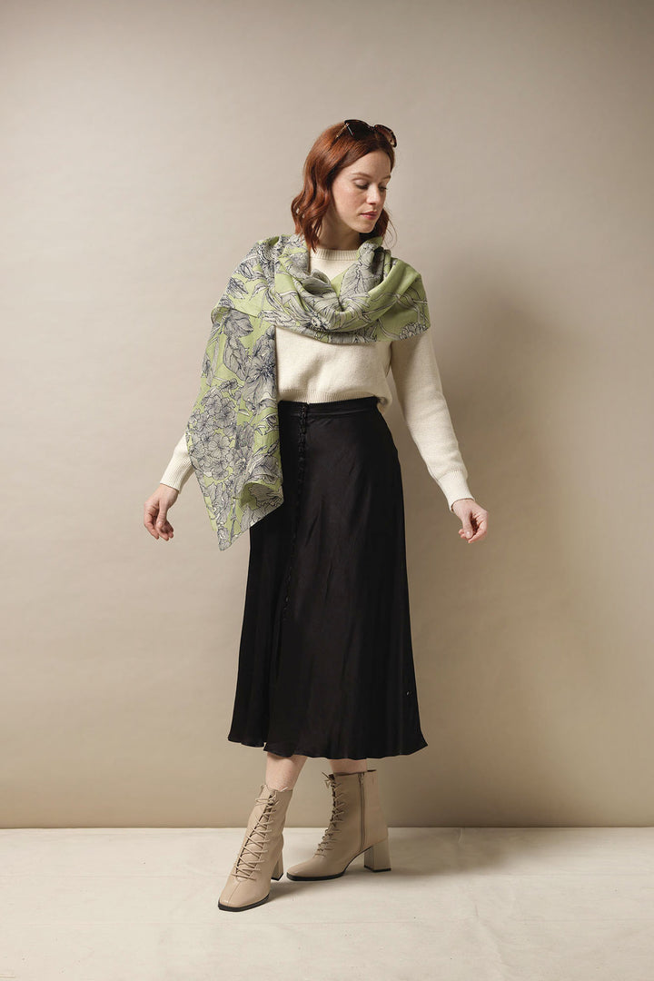 KEW Etched Floral Fern Scarf