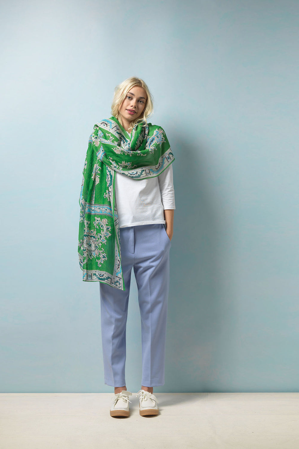 Handkerchief Green Scarf - One Hundred Stars