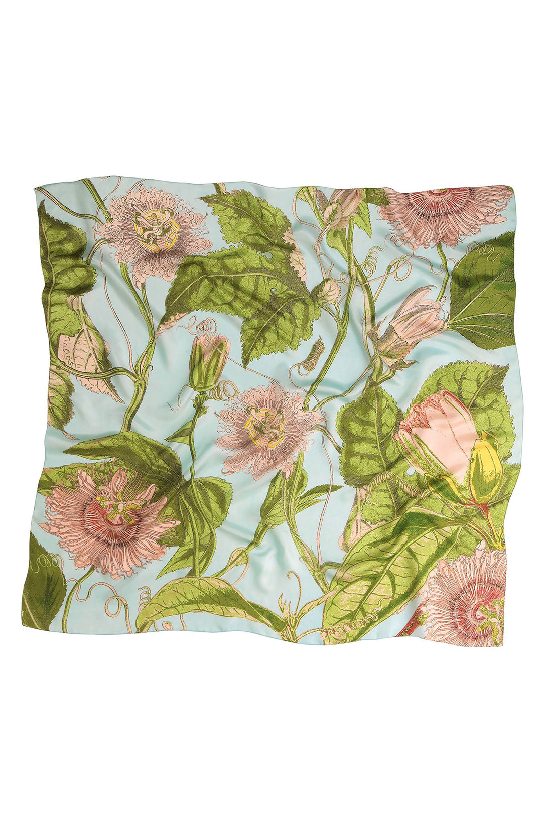 KEW Passion Flower Sky Silk Square Scarf - One Hundred Stars