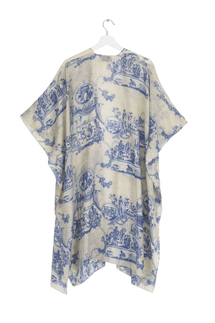 Toile De Jouy blue and white throwover by One Hundred Stars