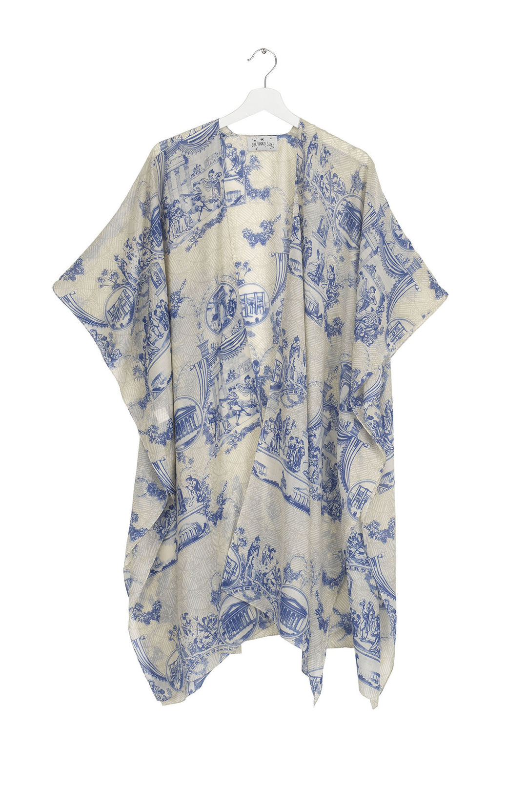 Toile De Jouy blue and white throwover by One Hundred Stars