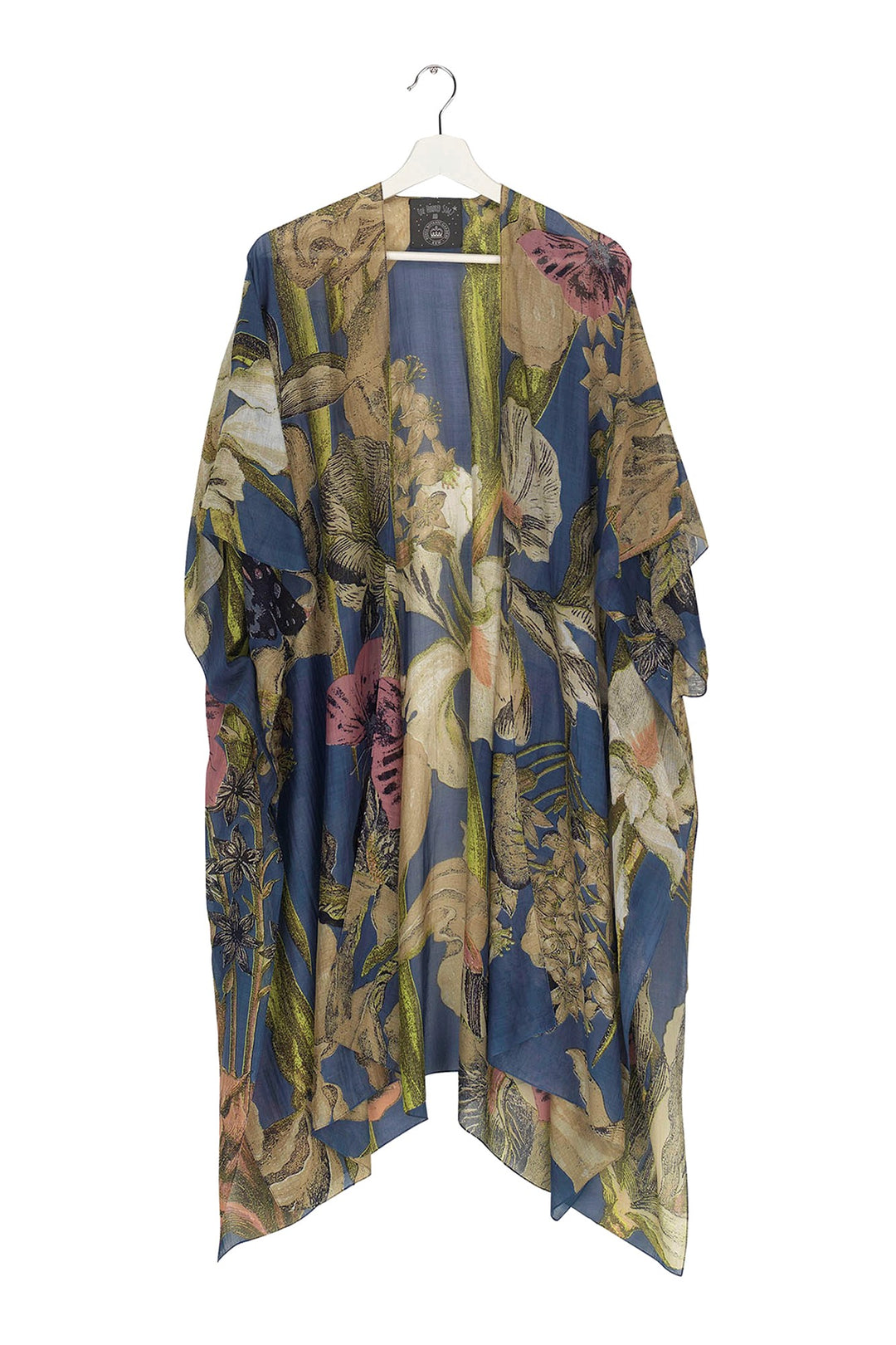 KEW Iris Blue Throwover- These lightweight throwovers make the perfect cover up, they are mid-length with an open front and loose arms, perfect for the warmer months or worn on holiday as the ideal resort wear. 