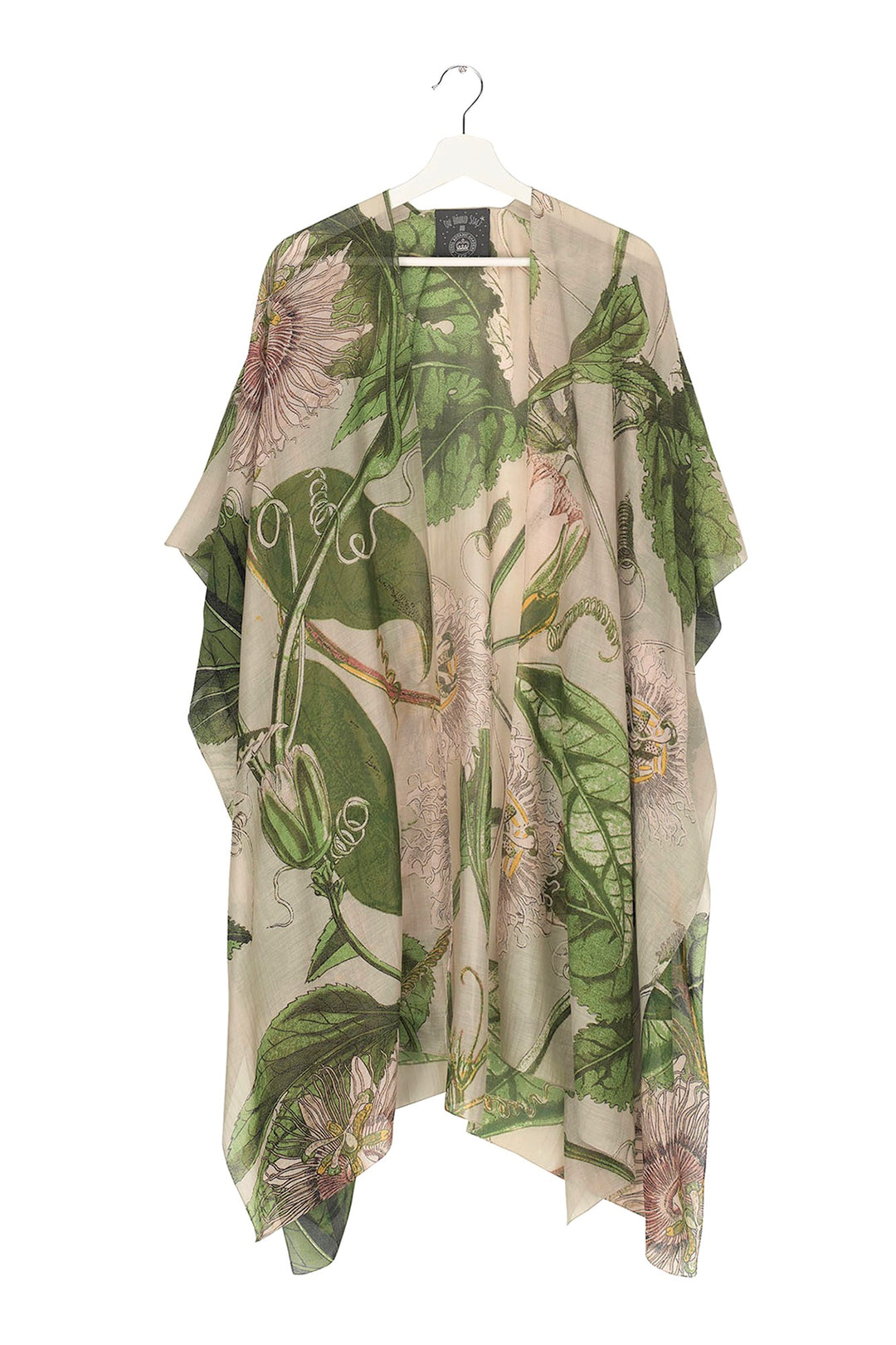 KEW Passion Flower Stone Throwover- These lightweight throwovers make the perfect cover up, they are mid-length with an open front and loose arms, perfect for the warmer months or worn on holiday as the ideal resort wear. 