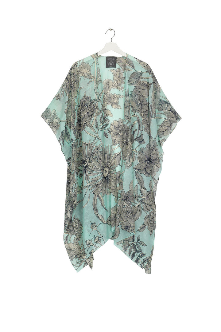 KEW Etched Floral Aqua Throwover