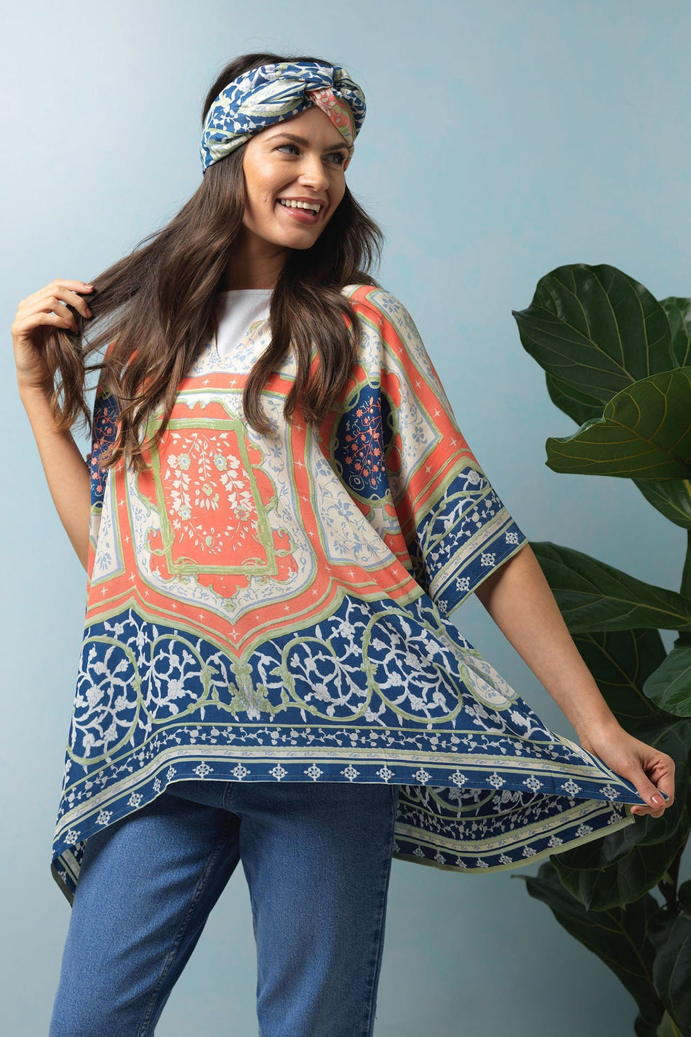 Indian Summer Blue Tunic Top - One Hundred Stars