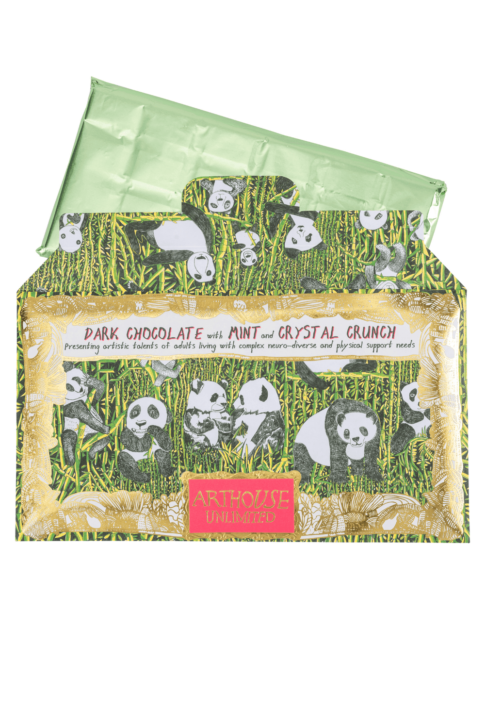 Art House Panda Party Dark Chocolate with Mint Crystals - One Hundred Stars