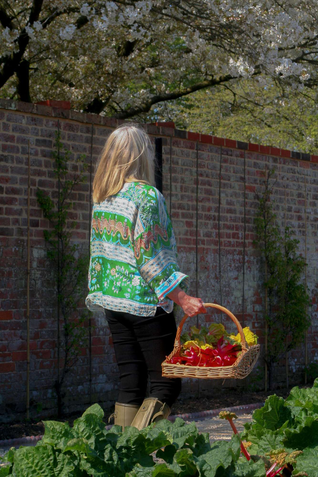 Folk Flowers Green Kimono - One Hundred Stars