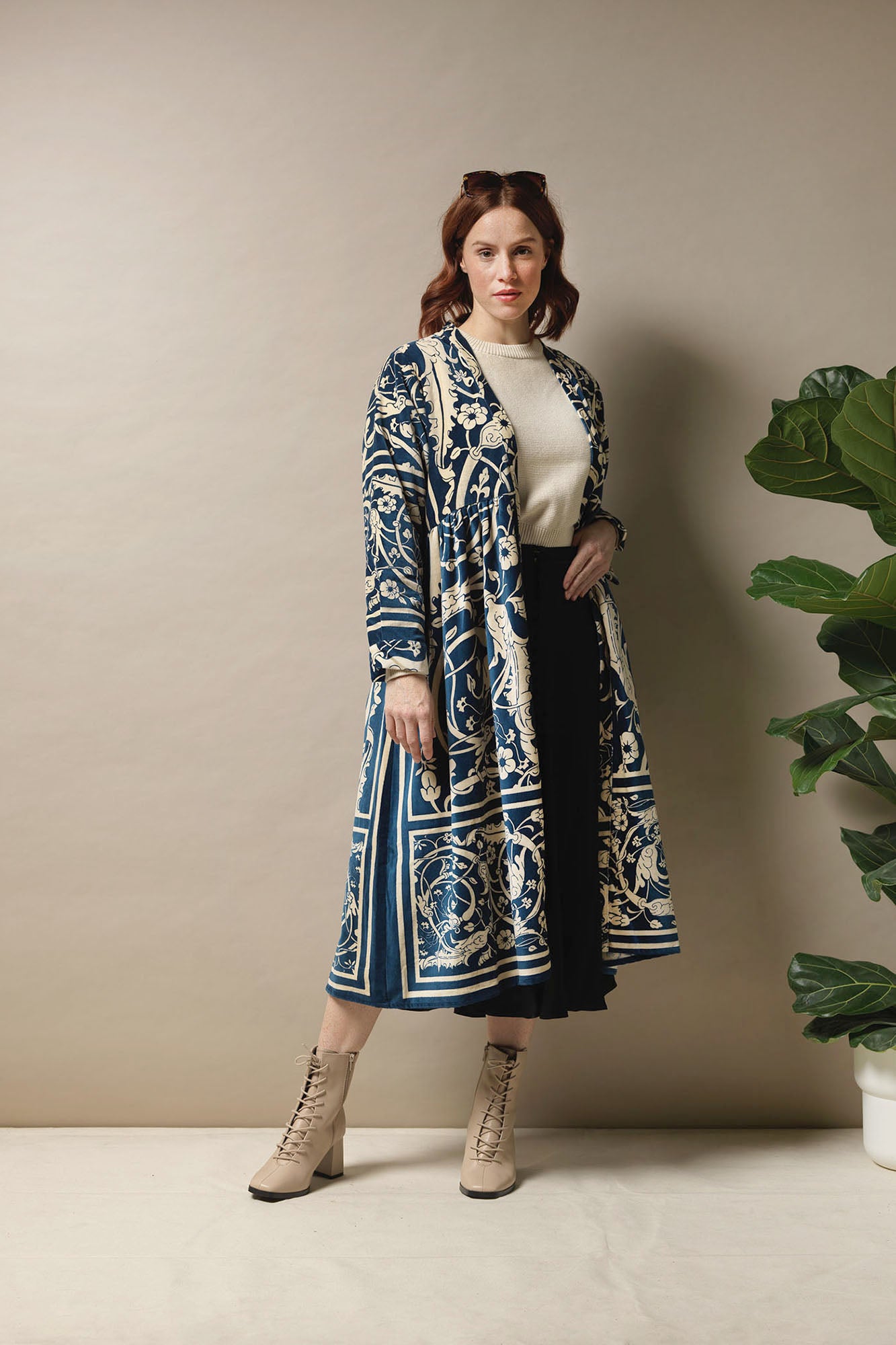 Blue velvet duster outlet coat