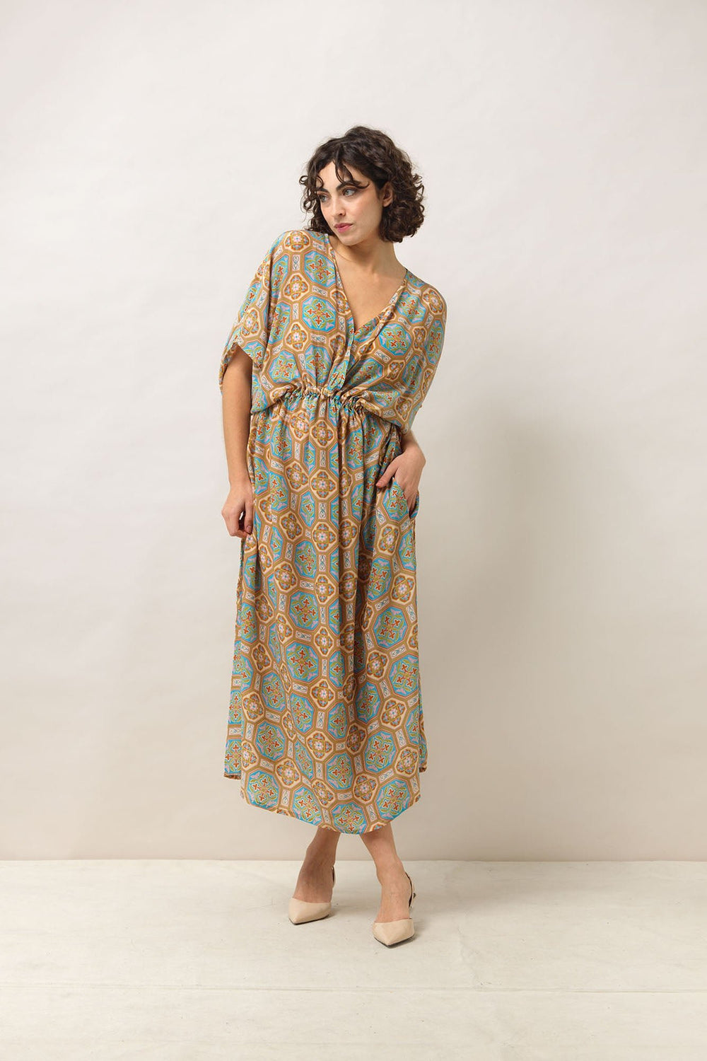 Vintage Tiles Blue String Dress - One Hundred Stars