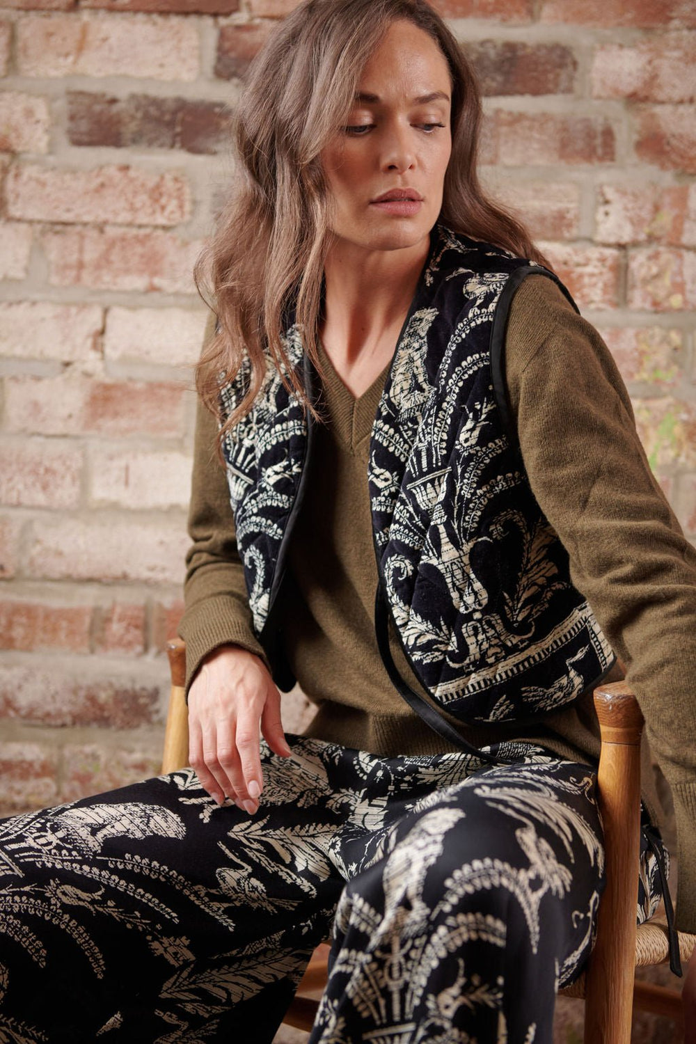 Vintage Damask Black Gilet - One Hundred Stars