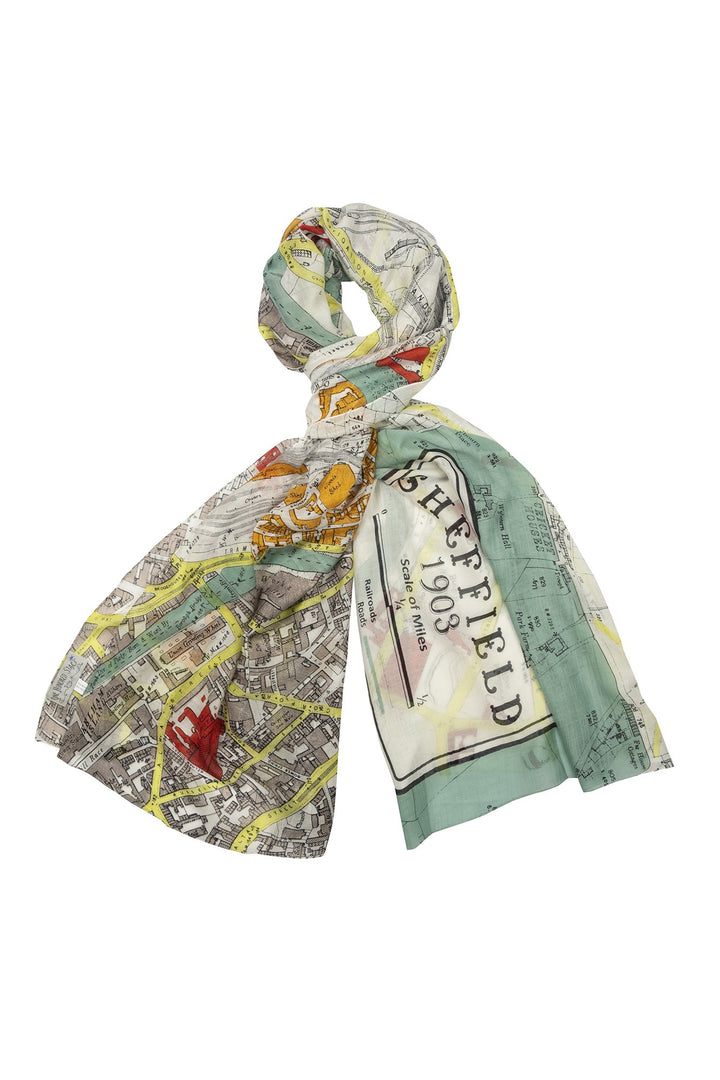 One Hundred Stars Sheffield Map Scarf- Our scarves are a full 100cm x 200cm making them perfect for layering in the winter months or worn as a delicate cover up during the summer seasons. 