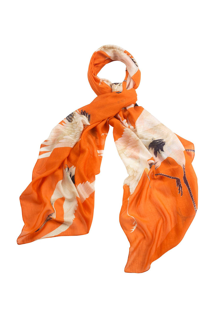 One Hundred Stars Stork Orange Scarf- Our scarves are a full 100cm x 200cm making them perfect for layering in the winter months or worn as a delicate cover up during the summer seasons. 