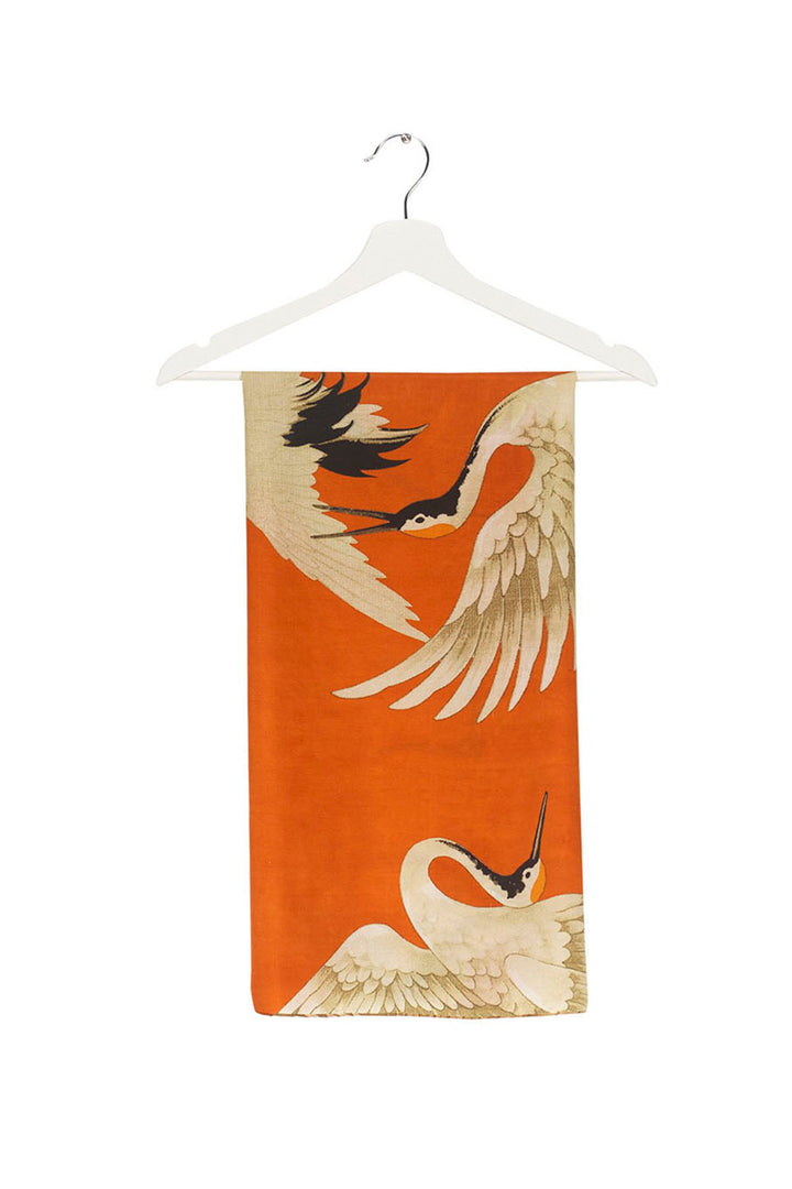 Stork Orange Silk Square Scarf