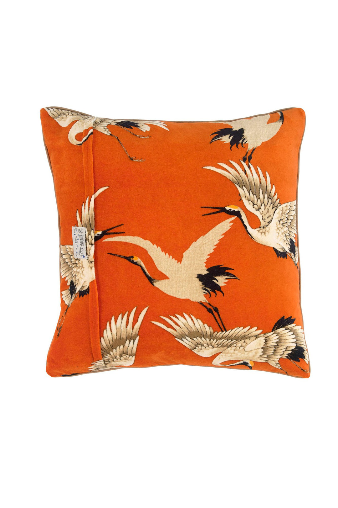 One Hundred stars Stork Crane Orange Square Velvet Cushion - Storks and cranes have been a major art deco trend in both fashion and interiors and this Stork Orange Square Velvet Cushion is perfect for anyone looking for something chic, stylish and in vogue!