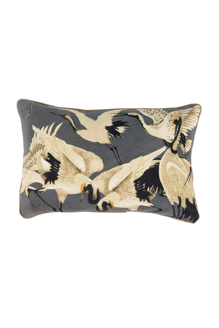 One Hundred Stars Stork Slate Grey Rectangular Velvet Cushion- These limited edition velvet cushions are 35 x 55cm and can purchased with or without an ethically sourced duck feather inner. 