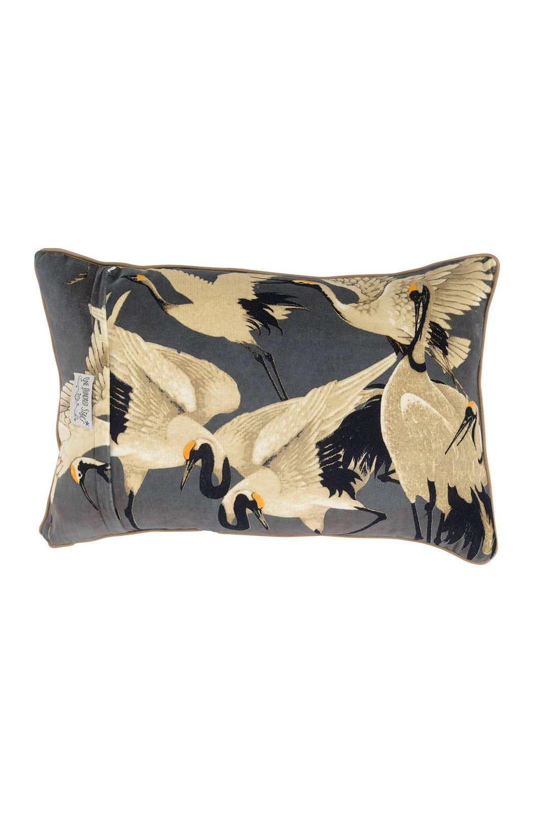 Stork Slate Grey Rectangular Velvet Cushion